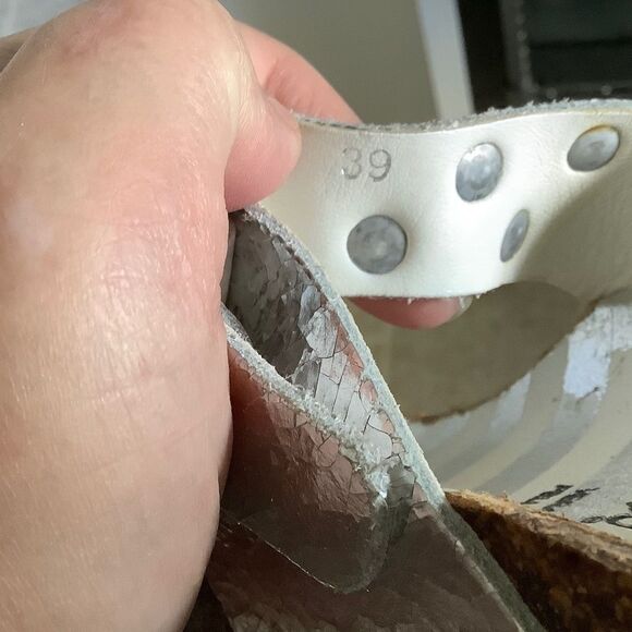 cafenoir MADE IN ITALY SILVER METALLIC GENUINE LEATHER WOMAN SAND… - Picture 14 of 15